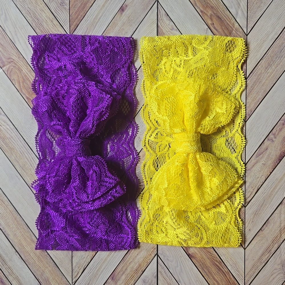 ​Baby Girls Lace Bow Headbands Set Soft Elastic Wide Hairbands Infants & Toddler